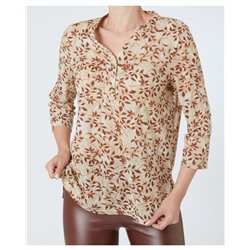 Bluse mit Blattmuster Janina, 3/4-Arm