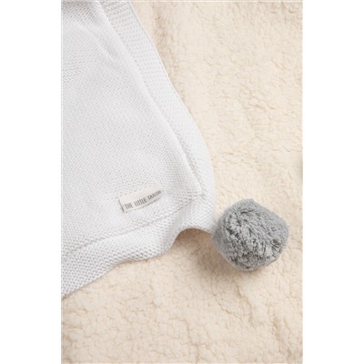 The Little Tailor Pink Pom Pom Plush Lined Baby Blanket