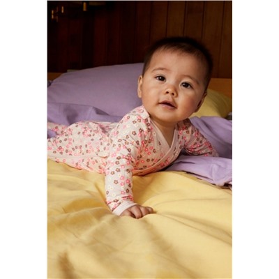 Bonds Pink Floral Print Wrap Zip Sleepsuit