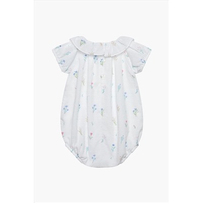 Trotters London Little Floral Fleur Cotton Willow Bubble White Romper