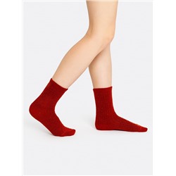 Высокие женские шерстяные носки терракотового цвета