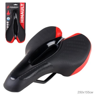 Седло велосипедное MTB COMIRON HINAULT M039R 250X155, Технологии: DW, ED. Верх: PU принтованный глянец/Цвет: Красный /уп 30/