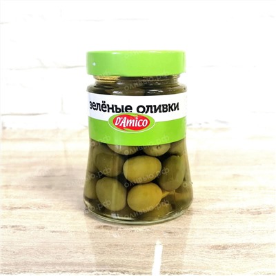 Оливки зеленые в рассоле с косточкой D'Amico 300 гр (Италия)