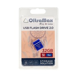 Флешка OltraMax 50, 32 Гб, USB2.0, чт до 15 Мб/с, зап до 8 Мб/с, синяя