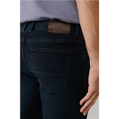 Мужские темно-синие джинсовые брюки винтажные потертые гибкие зауженные брюки B003525