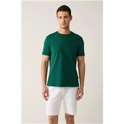 Мужская зеленая футболка из 100% хлопка, дышащая, с круглым вырезом, стандартного кроя E001000