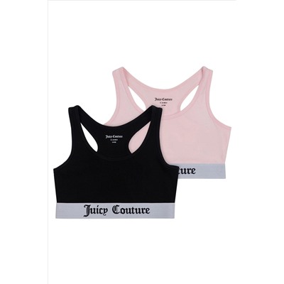 Juicy Couture Girls Black/Pink Crop Top 2 Pack