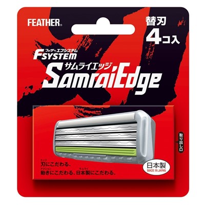 FEATHER Запасные кассеты с тройным лезвием для станка Feather F-System "Samurai Edge" 4 шт. / 144