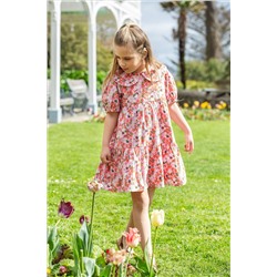 Frugi Pink Floral Seersucker Short Sleeve Dress