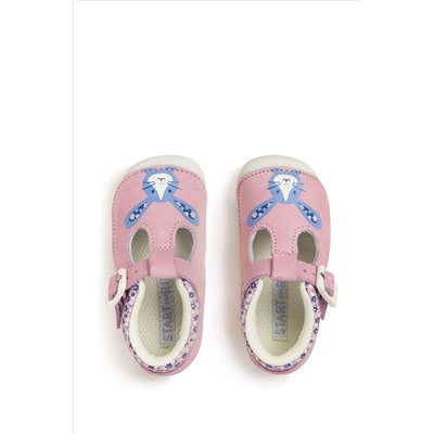 Start Rite Baby Pink Little Paws Nubuck/Leather Bunny T-Bar Shoes