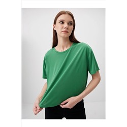 Зеленая базовая укороченная футболка с коротким рукавом с круглым вырезом