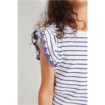 Broderie Frill Sleeve T-Shirt (3-16yrs)