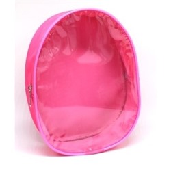 К393 Косметичка ПВХ (h22*16*6) Овал п/прозрачный розовый