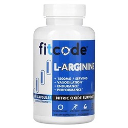 fitcode, L-аргинин, с повышенной силой действия, 1500 мг, 100 капсул (750 мг в 1 капсуле)