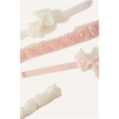 Monsoon Baby Pink Rosette Bandos 4-Pack