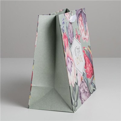 Пакет подарочный крафтовый квадратный, упаковка, «With love», 22 х 22 х 11 см