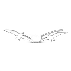 Серьги каффы из серебра родированные птица чайка ласточка купить