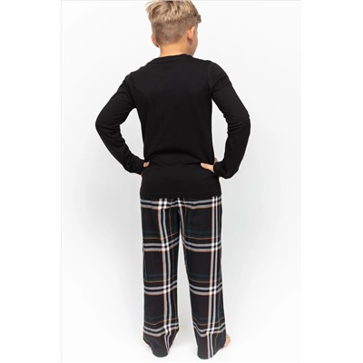 Minijammies Long Sleeve Jersey Top and Check Black Pyjama Bottoms