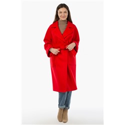 01-10870 Пальто женское демисезонное (пояс) валяная шерсть красный
