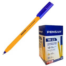 Ручка шариковая масляная Pensan ТR-23, узел-игла 1.0 мм, трёхгранная, чернила синие