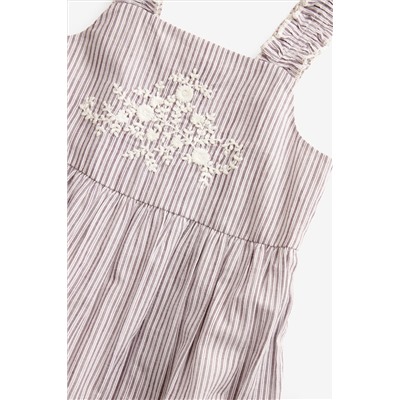 Charcoal Grey Stripe Embroidered Maxi Dress (3-16yrs)