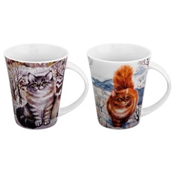 Набор 2 кружек 350 мл 12*9*11 см "Коты" NEW BONE CHINA