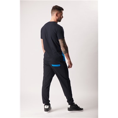 Спортивные брюки М-1241: Тёмно-синий / Ярко-синий
