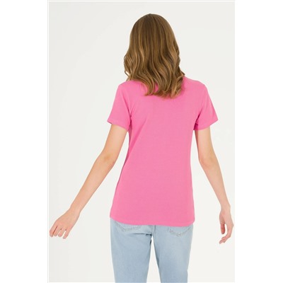 Женская розовая футболка с воротником-поло Неожиданная скидка в корзине