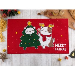 Новый год. Полотенце "Доляна" Merry catmas 35х60 см,100% хлопок 160 г/м2