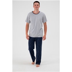 Пижама мужская из футболки с коротким рукавом и брюк из кулирки Генри синий макси