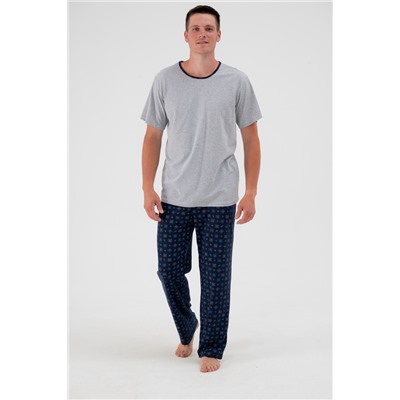Пижама мужская из футболки с коротким рукавом и брюк из кулирки Генри синий