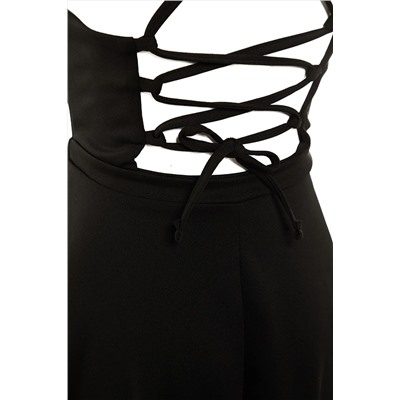 Черное трикотажное платье из крепа с открытой спиной и открытой талией/солнце TWOSS20EL1630