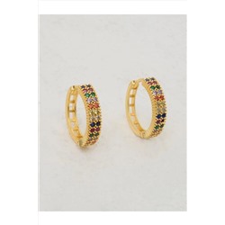 Стильные серьги-кольца со смешанными камнями цирконом 23WX810213