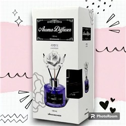 Жидкий освежитель воздуха "Aroma Diffuser" (стеклянный флакон + палочки / лаванда) 130 мл