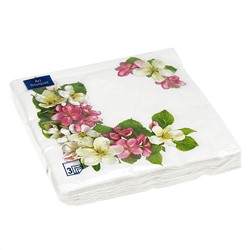 Салфетки бумажные "Art Bouquet" 33х33см, 3-х слойные, 20 штук в упаковке, 100% целлюлоза, "Яблоневый цветок" (Россия)