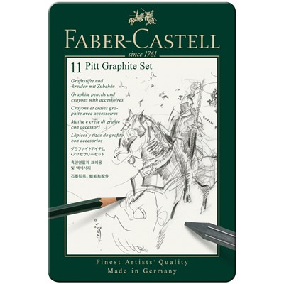 Набор карандашей ч/г Faber-Castell "Pitt Graphite", 11 предметов, заточен., метал. кор.