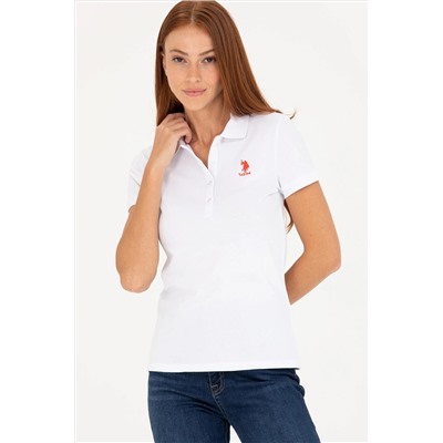 Женская белая базовая футболка с воротником-поло Неожиданная скидка в корзине