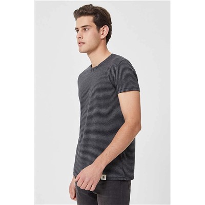 Мужская футболка Calix с круглым вырезом черно-антрацитовая полоска 202 LCM 242039