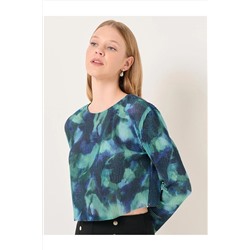 Стильная блузка со складками и длинными рукавами смешанного цвета