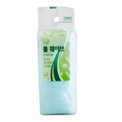 Sungbo Cleamy Мочалка для тела с плетением «Волна» в рулоне "Roll-Wave Shower Towel" (мягкая) размер 29 см х 95 см / 300