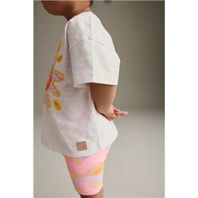 Pink/White Rainbow Sun T-Shirt and Cycle Shorts Set (3mths-7yrs)