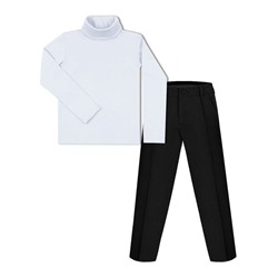 Школьный комплект для мальчика с белой водолазской и серыми брюками