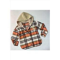 Плюшевая куртка-рубашка в клетку с капюшоном для девочек KRKLSTR2621KDS