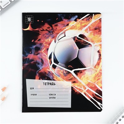 Тетрадь в клетку 18 листов А5, на скрепке «1 сентября: Футбол», обложка мелованный картон, 5 видов МИКС