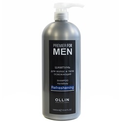 OLLIN PREMIER FOR MEN Шампунь для волос и тела освежающий 1000 мл