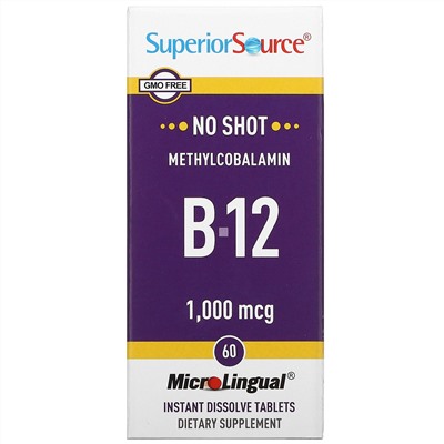 Superior Source, Метилкобаламин B-12, 1000мкг, 60быстрорастворимых таблеток MicroLingual
