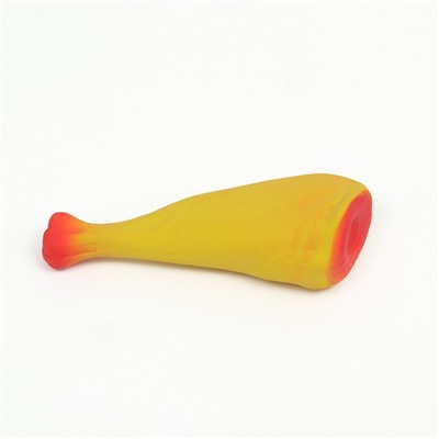 Игрушка пищащая для собак из латекса "Окорок", 15 см, жёлтая/красная