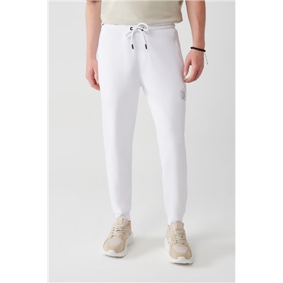 Белые спортивные штаны из эластичного хлопка с кружевом на талии, дышащие, стандартного кроя