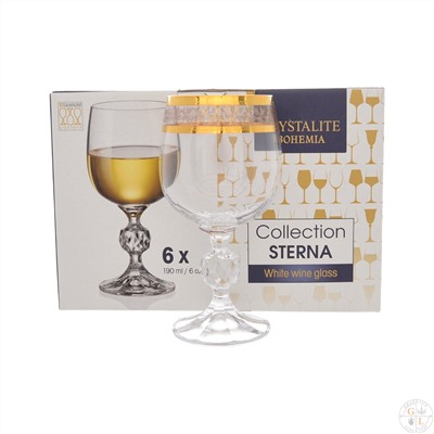Набор бокалов для вина Crystalite Bohemia Sterna/Klaudie Золотая ветка 190 мл