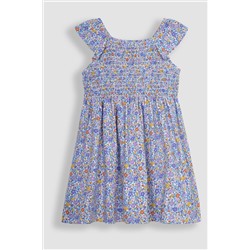 JoJo Maman Bébé Ditsy Floral Ruffle Shoulder Smocked Jersey Dress